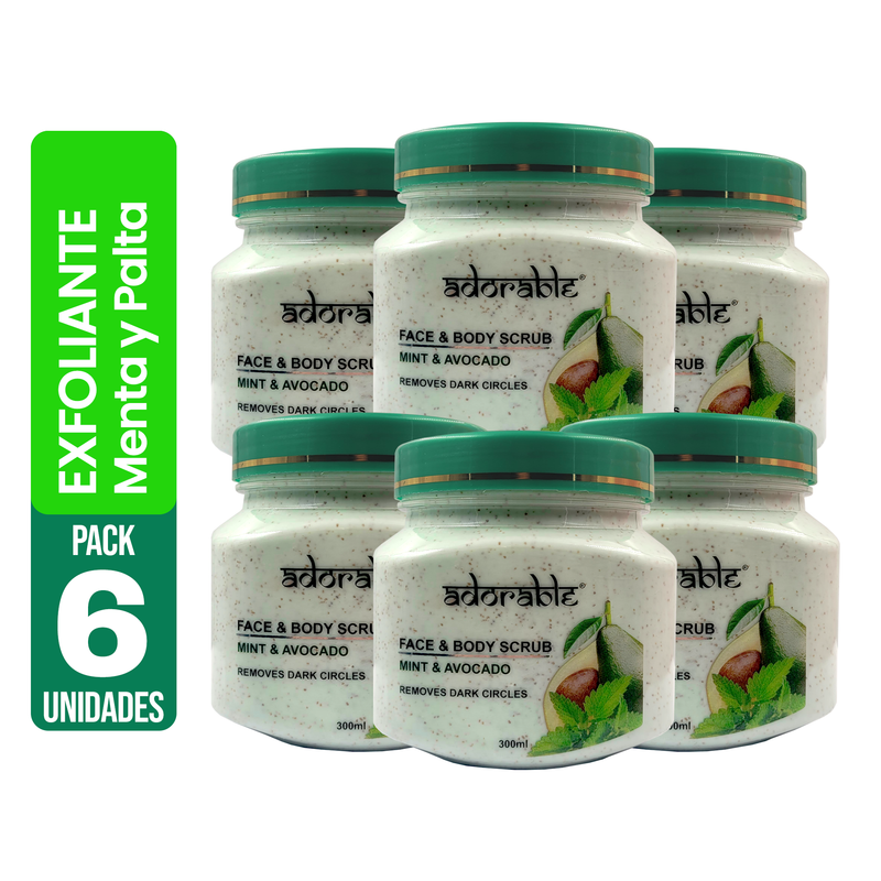 Pack 6 Uds Exfoliante Cuerpo Y Rostro Menta-Palta 300 Ml