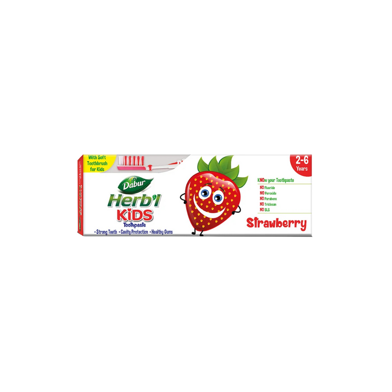 Dabur Herbal Plus Kids Pasta Dental Frutilla 50 gr + Cepillo