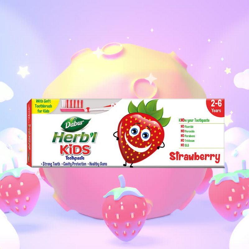 Dabur Herbal Plus Kids Pasta Dental Frutilla 50 gr + Cepillo